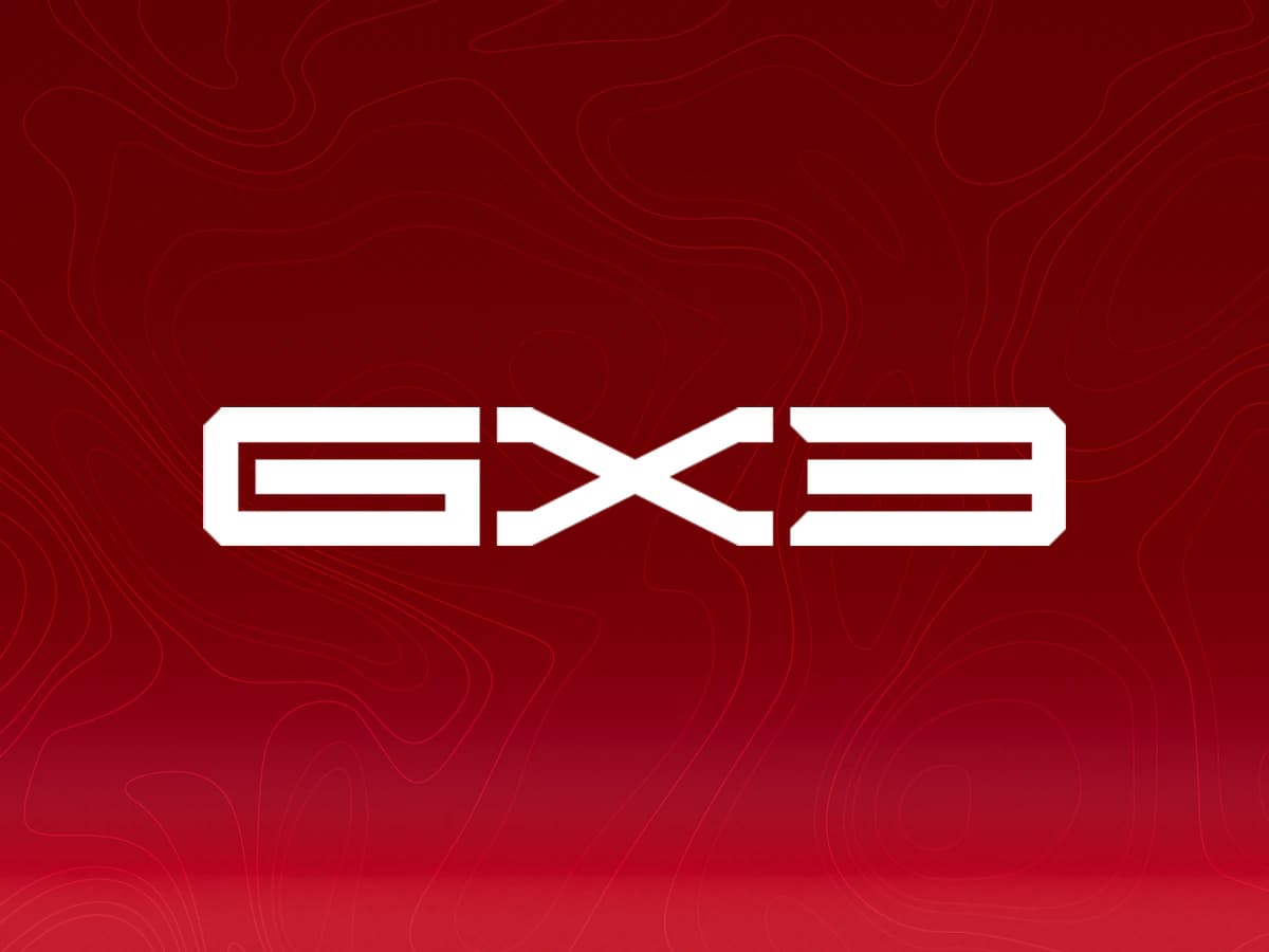 GENESIS X3 identity on a red contour background